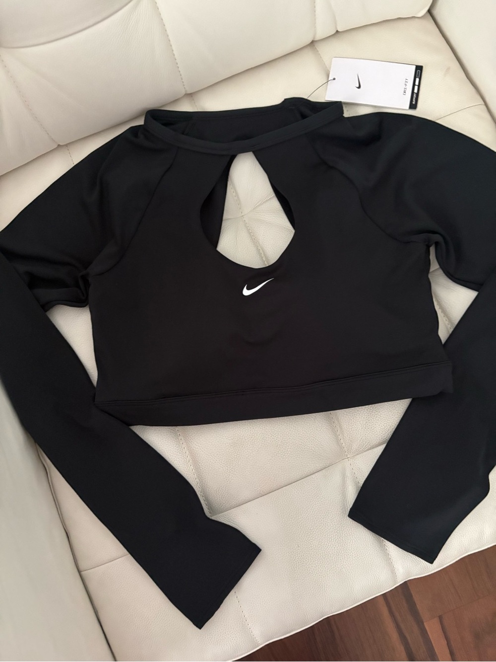 Nike Black Long-Sleeve dri fit Keyhole Sports Top